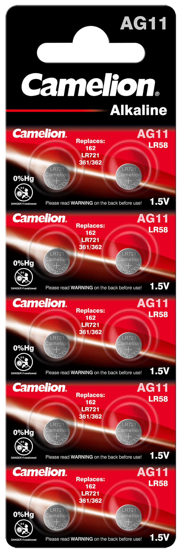 10x Camelion AG11 / LR721 / LR58 / 362