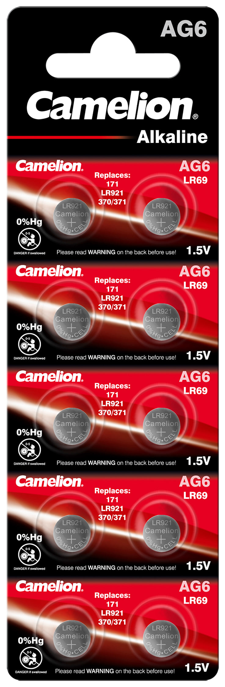 10x Camelion AG6 / LR921 / LR69 / 371 Alkaline