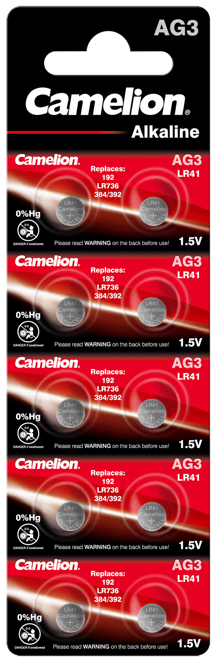 10x Camelion AG3 / LR41 / SR 41W / L736 / 192 Alkaline