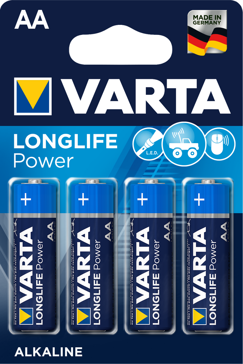 4x Varta Longlife POWER 4906 Mignon AA LR6 Batterien