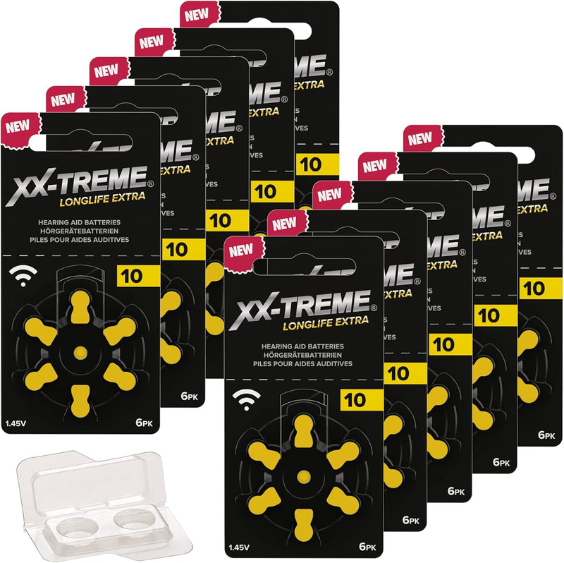 60 Stück XX-Treme Longlife Extra Hörgerätebatterien Typ 10 PR70 ZL4 1,45 Volt