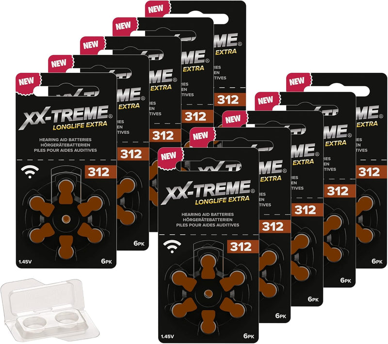 60 Stück XX-Treme Longlife Extra Hörgerätebatterien Typ 312 PR41 ZL3 1,45 Volt