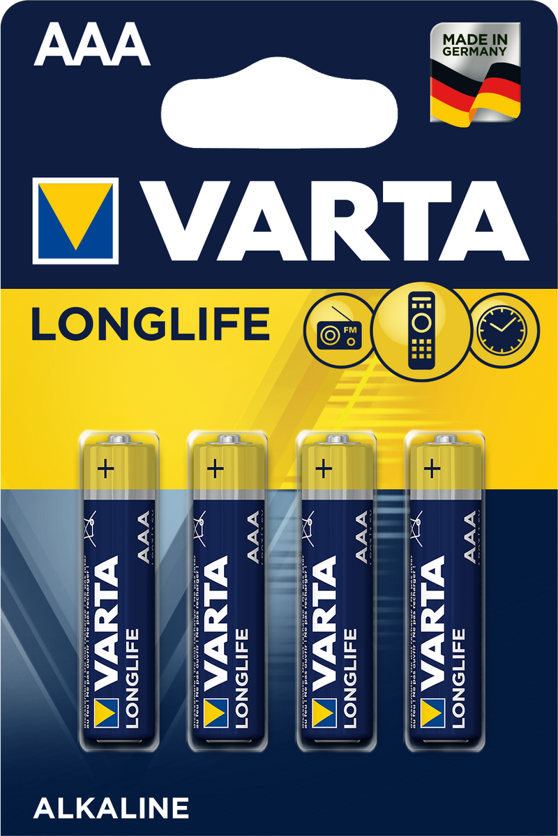 4x Varta Longlife 4103 Micro AAA LR3 Batterien