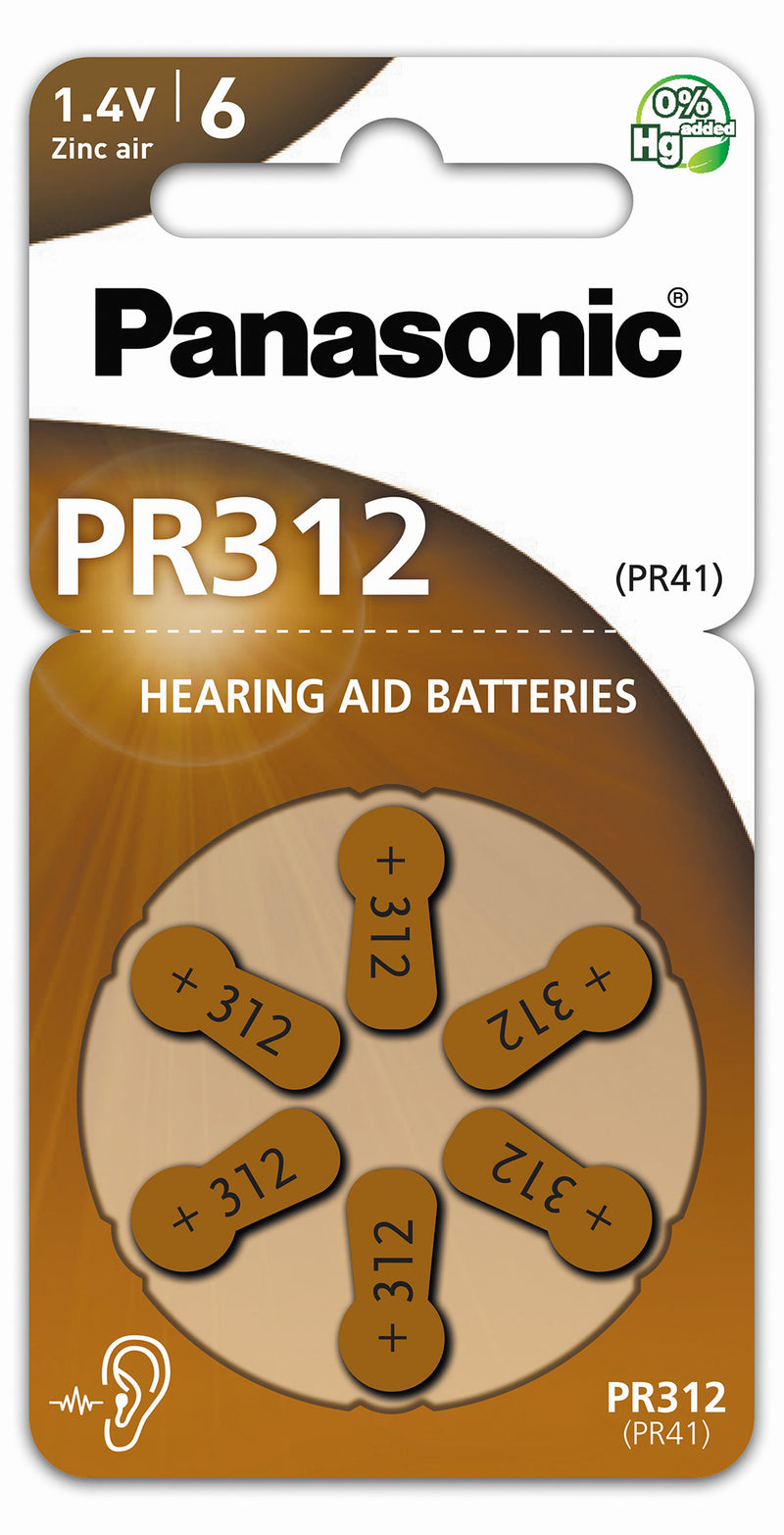 30x Panasonic Hörgerätbatterien Typ 312 PR41 ZL3 Zinc Air